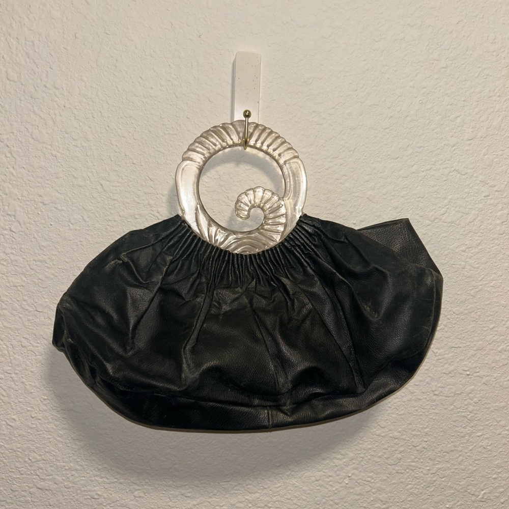 Leather Purse With Unique Lucite Handle